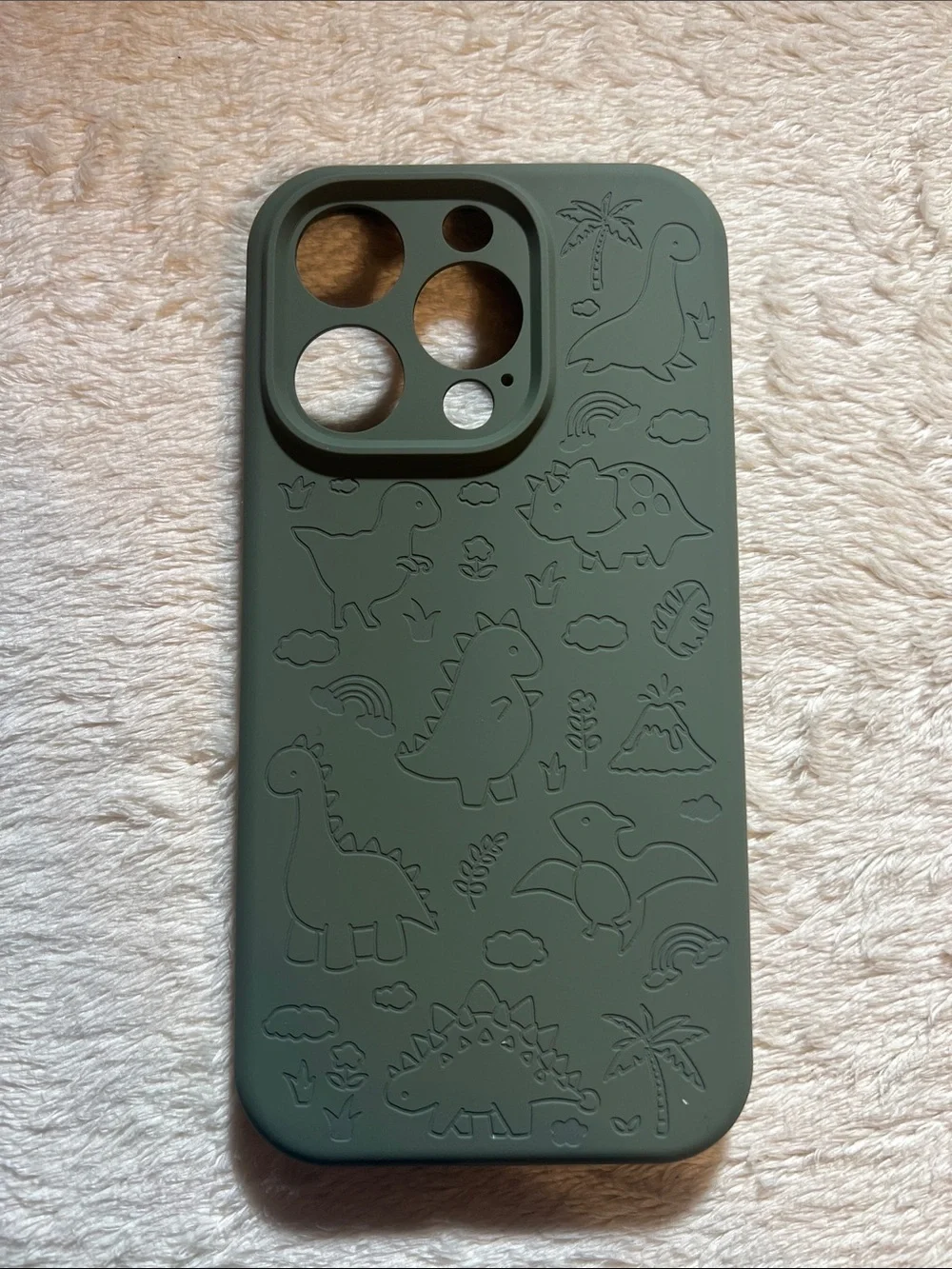 iPhone 15 Pro Cute Green Dinosaur Magnetic Silicone iPhone Case